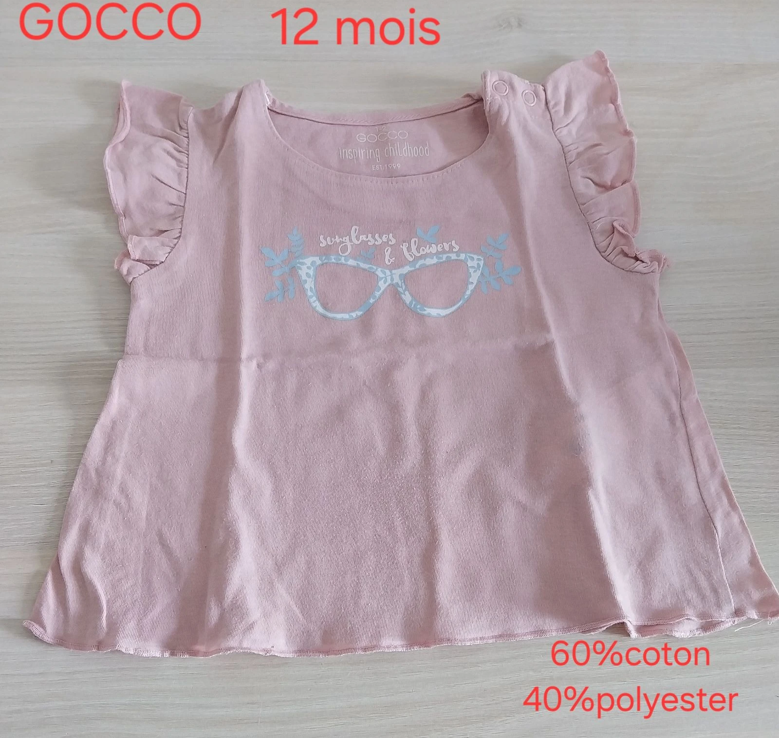 Lot of 5 Short Sleeve Tops for Girls 12 Months – photo 5